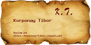 Korponay Tibor névjegykártya